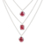 Garnet strand pendant necklace, 'Romance Shapes' - Sterling Silver 3-Strand Garnet Pendant Necklace (image 2a) thumbail