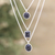 Onyx strand pendant necklace, 'Protection Shapes' - Sterling Silver 3-Strand Black Onyx Pendant Necklace