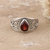 Garnet cocktail ring, 'Passion Drop' - Polished Sterling Silver Cocktail Ring with Natural Garnet (image 2) thumbail