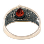 Garnet cocktail ring, 'Passion Drop' - Polished Sterling Silver Cocktail Ring with Natural Garnet