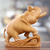 Escultura de madera - Escultura de elefante de madera de Kadam tallada a mano de la India