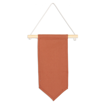 Cotton wall hanging, 'Brown Motivation' - Printed Inspirational Brown Cotton Wall Hanging from India