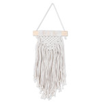 Cotton wall hanging, 'Bohemian Waterfall' - Handcrafted Ivory Cotton Wall Hanging with Pine Wood Rod