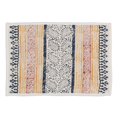 Cotton table runner and placemats, 'Paisley Gala' (set of 5) - Indian Colorful Cotton Table Runner and Placemats (Set of 5)