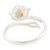 Cultured pearl wrap ring, 'Pearl Lotus' - Cream Pearl and Sterling Silver Lotus Wrap Ring from India (image 2c) thumbail