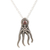 Garnet pendant necklace, 'The Crimson Sage' - Sterling Silver Octopus Pendant Necklace with Natural Garnet