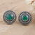 Ohrringe mit Knöpfen Onyxn - Grüne Onyx-Knopfohrringe aus Sterlingsilber