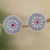 Knopfohrringe mit Zirkonia, „Fuchsia Mirage“ – Runde Knopfohrringe aus Sterlingsilber mit Zirkonia