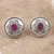 Cubic zirconia button earrings, 'Intense Blooming' - Floral Sterling Silver Button Earrings with Cubic Zirconia