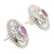 Cubic zirconia button earrings, 'Intense Blooming' - Floral Sterling Silver Button Earrings with Cubic Zirconia