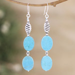 Calcite dangle earrings, 'Healing Dreams' - Sterling Silver Dangle Earrings with Calcite Cabochons