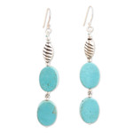 Calcite dangle earrings, 'Healing Dreams' - Sterling Silver Dangle Earrings with Calcite Cabochons