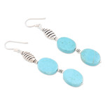 Calcite dangle earrings, 'Healing Dreams' - Sterling Silver Dangle Earrings with Calcite Cabochons