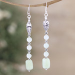 Aventurine dangle earrings, 'Prosperous' - Sterling Silver Dangle Earrings with Aventurine Gemstones