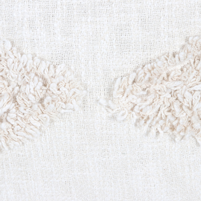 Cotton cushion covers, 'Alabaster Delight' (pair) - Pair of Embroidered Alabaster-Toned Cotton Cushion Covers
