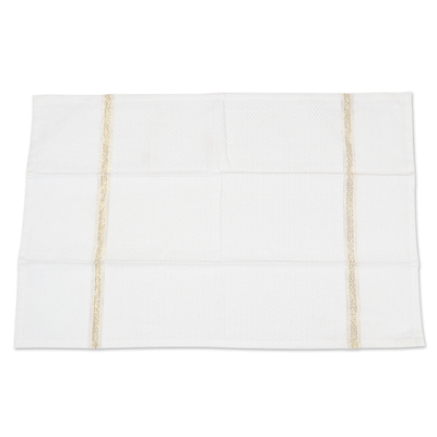 Cotton dish towels, 'Snow Sophistication' (set of 3) - Set of Three White Cotton Dish Towels with Lurex Accents