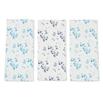 Cotton dish towels, 'Flower Rain' (set of 3) - Set of Three Floral Printed Cotton Dish Towels in White