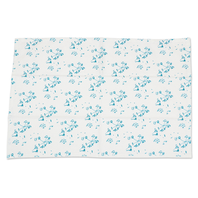 Cotton dish towels, 'Flower Rain' (set of 3) - Set of Three Floral Printed Cotton Dish Towels in White