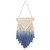 Cotton wall hanging, 'Blue Waterfall' - Handcrafted Blue Cotton Wall Hanging with Pine Wood Rod