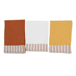 Cotton dish towels, 'Vivacious Evenings' (set of 3) - Set of 3 Warm Toned Cotton Dish Towels with Striped Details