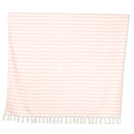 Cotton throw blanket, 'Mauve Trends' - Striped Cotton Throw Blanket in Dusty Mauve and Vanilla Hues