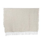 Woven throw blanket, 'Tan Caress' - Brown Acrylic Thread Throw Blanket with Striped Pattern
