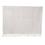 Cotton throw blanket, 'Titanium Trends' - Striped Cotton Throw Blanket in Titanium and Vanilla Hues