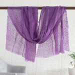 Linen shawl, 'Imperial Sparks' - Imperial Purple Linen Shawl Embellished with Acrylic Beads