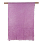 Linen shawl, 'Imperial Sparks' - Imperial Purple Linen Shawl Embellished with Acrylic Beads