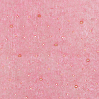 Linen shawl, 'Begonia Sparks' - Begonia Linen Shawl Embellished with Acrylic Beads