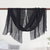 Linen shawl, 'Dark Sparks' - Black Linen Shawl Embellished with Acrylic Beads