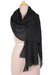 Linen shawl, 'Dark Sparks' - Black Linen Shawl Embellished with Acrylic Beads