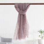 Linen shawl, 'Purple Sparks' - Purple Linen Shawl Embellished with Acrylic Beads