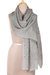 Linen shawl, 'Stone Sparks' - Grey Linen Shawl Embellished with Acrylic Beads