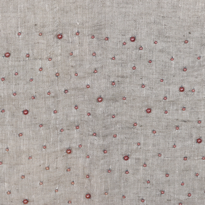 Linen shawl, 'Stone Sparks' - Grey Linen Shawl Embellished with Acrylic Beads
