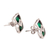 Sterling silver button earrings, 'Green Statement' - Sterling Silver Button Earrings with Green Painted Details