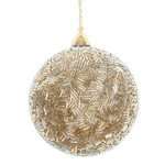 Beaded ornaments, 'Golden Magic' - Set of Three Sparkling Beaded Ornaments in a Golden Hue