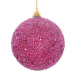 Beaded ornaments, 'Fuchsia Magic' - Set of Three Sparkling Beaded Ornaments in a Fuchsia Hue