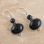 Onyx dangle earrings, 'Midnight Dancer' - Sterling Silver Dangle Earrings with Black Onyx Cabochons