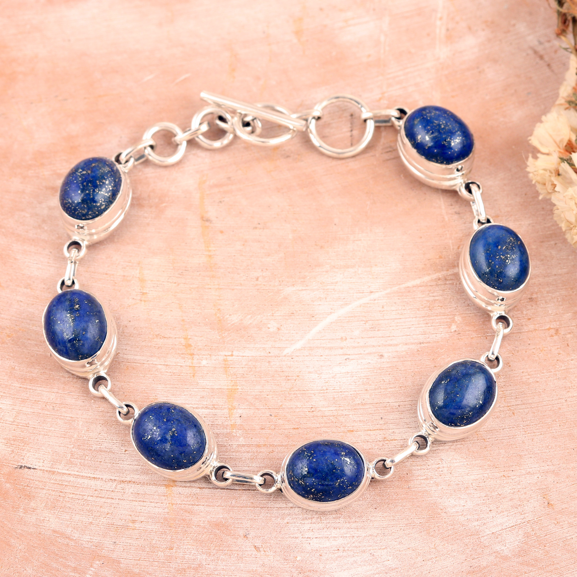 UNICEF Market | Sterling Silver Lapis Lazuli Link Bracelet from India -  Nighttime Glamour