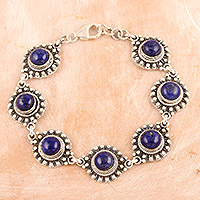 Lapis lazuli link bracelet, 'Royal Mystique' - Lapis Lazuli Link Bracelet Crafted from Sterling Silver