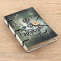 Handmade paper journal, 'Mahadev's Testimony' - Handcrafted 72-Page Journal with Printed Design