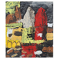 'Benaras II' - Abstract Painting of The Ghats of Banaras Made in India