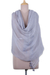 Cotton and silk blend shawl, 'Titanium Pleasure' - Titanium-Toned Cotton and Silk Blend Shawl with Tassels