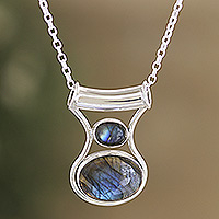 Labradorite pendant necklace, 'Simply Serene' - Sterling Silver Pendant Necklace with Natural Labradorite