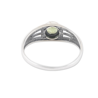 Peridot domed single stone ring, 'Fortunate Eden' - Polished Domed Single Stone Ring with Natural Peridot Gem