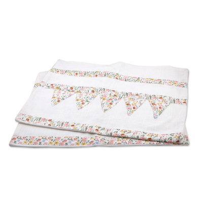 Cotton dish towels, 'Floral Passion' (pair) - Pair of Cotton Dish Towels with Floral Print Made in India