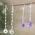 Prasiolite and amethyst dangle earrings, 'Paradise of Thoughts' (set of 2) - Polished Prasiolite and Amethyst Dangle Earrings (Set of 2) (image 2) thumbail