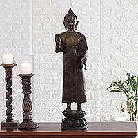 Brass sculpture, 'The Sage of Enlightenment' - Traditional Brass Sculpture of Buddha Crafted in India