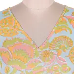 Cotton maxi dress, 'Spring Symphony' - Flutter Sleeve Chartreuse and Cerulean Cotton Maxi Dress